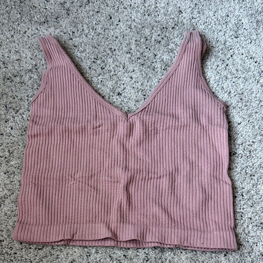 Seamless Ribbed Pink Tank Top